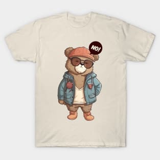 A cute teddy bear wearing street fashion T-Shirt